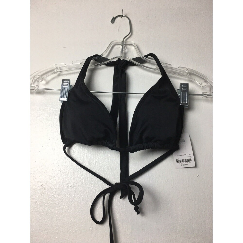City Streets Bikini Top Triangle Back Tie Black  Size X-small NWT Swim